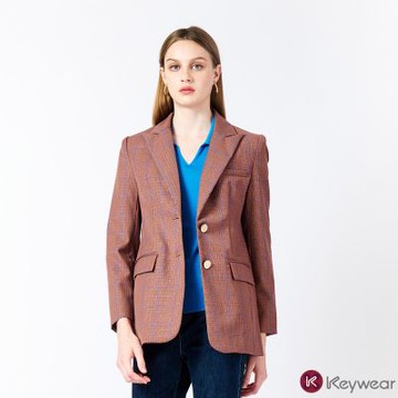 KeyWear奇威名品    都會風格紋西裝外套-綜合色
