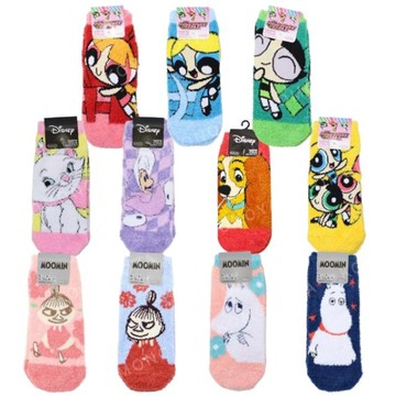小禮堂 迪士尼 飛天小女警 嚕嚕米 成人絨毛短襪 23-25cm