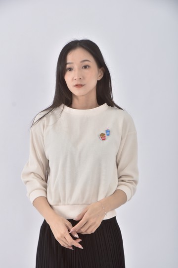 (S) ps company質感棉質圓領杏色長袖上衣