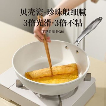 帶蓋陶瓷不粘鍋炒鍋家用小白鍋電磁爐適用煎鍋平底炒鍋燃氣灶專用