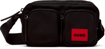 HUGO 黑色贴饰斜挎包