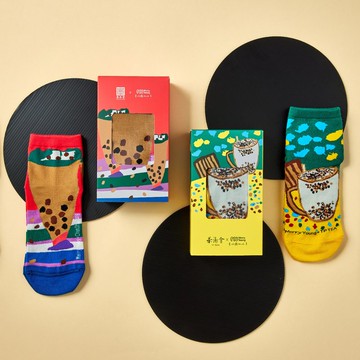【超越珍奶的愛2盒組】春水堂 x 茶湯會 x 快樂襪 聯名珍奶襪禮