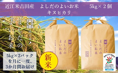 令和5年産新米　よしだのよいお米 近江米キヌヒカリ　10kg×3回