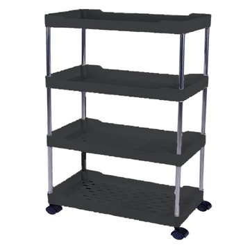 德利生活 縫隙多功能四層置物架 附輪  黑色  1個