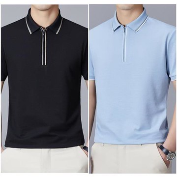 【巴黎精品】現貨+預購 夏季短袖上衣男襯衫高爾夫球衫絲質翻領純色T恤商務-薄款男POLO衫4色a1jw34