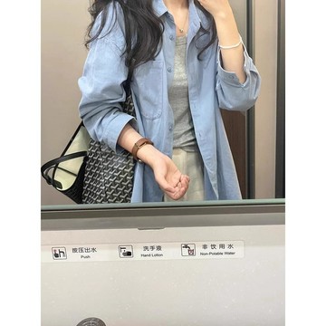 已售9642件💖YOBARLA 長袖襯衫 春秋 薄外套 oversize 寬鬆上衣 長袖上衣 外套女 襯衣 防曬衫 休