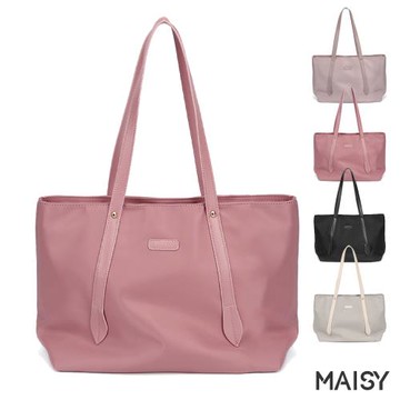 【MAISY】休閒大容量牛津布手提包(現+預 黑色／杏灰色／粉紅色／粉紫色)