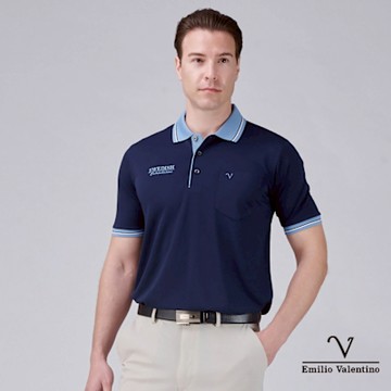 Emilio Valentino 范倫鐵諾 男短袖POLO衫 吸濕排汗 機能 藍 (66-5V9133)