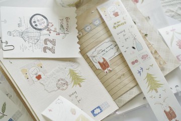 Meet 森のうさぎ、くま、ねこ PET 和紙膠帶