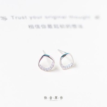 《彌音原作》確幸耳釘s925純銀水鉆耳環幸運耳飾日韓閨蜜生日禮物