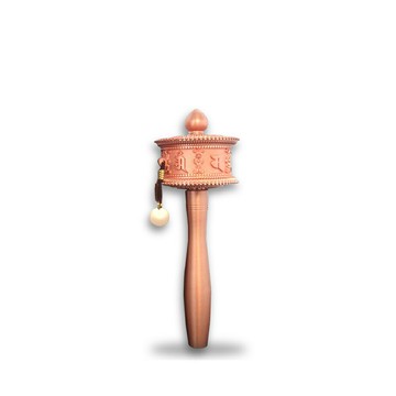 【新韻傳音】鎏金手轉經輪16cm-玫瑰金(中) 精緻手搖轉經輪 六字大明咒手轉經輪 六字真言 轉經輪 法器 W106-R