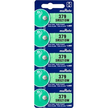 muRata氧化銀鈕扣電池1.55V/379/SR521SW/5顆/卡