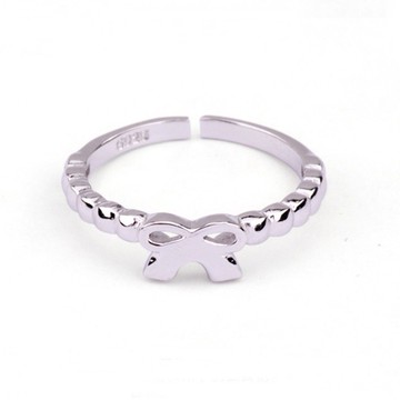 925純銀 簡約蝴蝶結 c型可調整戒指尾戒 防抗過敏 不退色