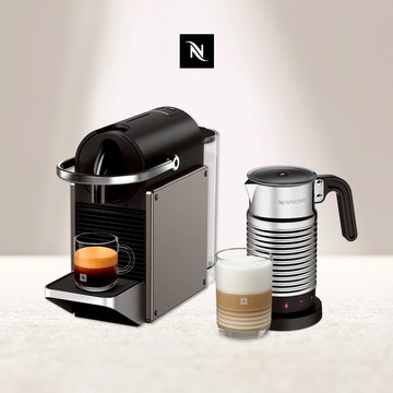 【Nespresso】膠囊咖啡機 Pixie 極致鈦 全自動奶泡機組合 (贈咖啡組+膠囊折扣金)