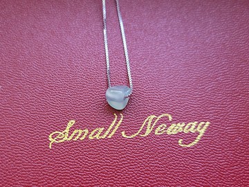 親翠 天然翡翠 高冰微藍種水質感低調原石純銀鎖骨鏈