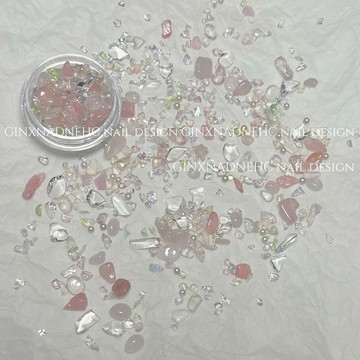 ✨台灣出貨✨新款joujou美甲飾品水晶碎石不規則草莓晶石紐約風暴指甲裝飾品