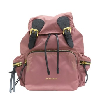 BURBERRY 巴寶莉 粉色 尼龍 後背包 金扣 【二手名牌BRAND OFF】