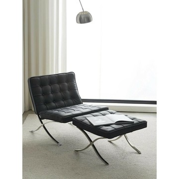 ??快速出貨?? 附發票 巴塞羅那椅子沙發簡約真皮凳設計師家具會所會客單人洽談休閒躺椅