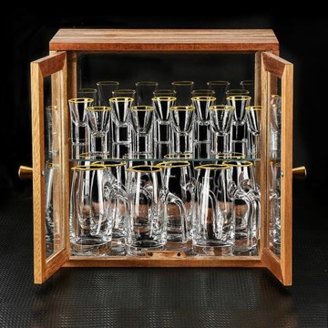 白酒杯套裝家用分酒器水晶玻璃中式烈酒杯一口子彈杯雙層收納木盒