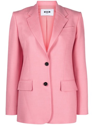 MSGM - notched-lapels single-breasted blazer - women - Polyester/Viscose/Elastane/Polyester - 40 - Pink