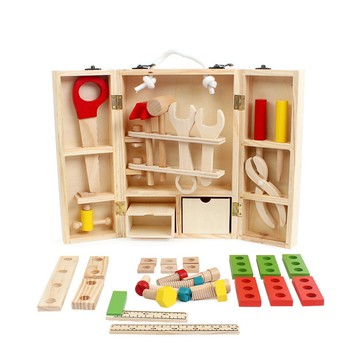 「伶俐系列」 CPC木製早教拆裝螺母手提工具箱兒童擰螺絲小木匠維修工具台玩具