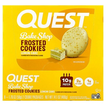 Quest Nutrition, 烘焙店糖霜曲奇，檸檬蛋糕味，8 袋（每袋 2 塊），每袋 1.76 盎司（50 克）