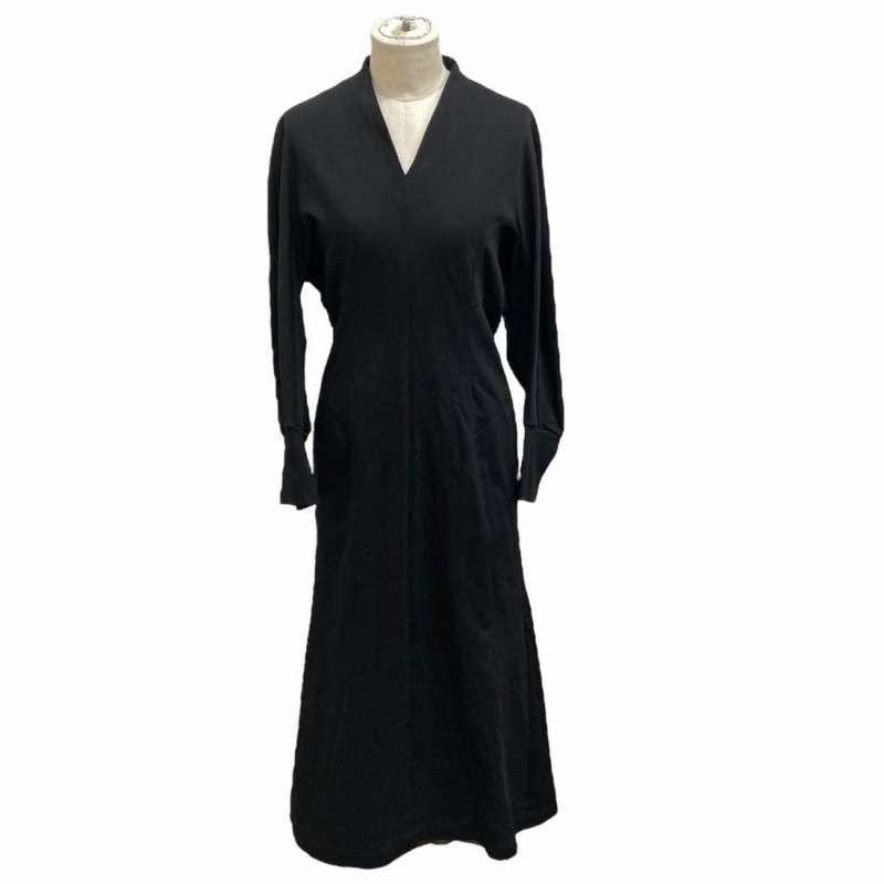 mame kurogouchi V-neck cotton dress ブラック