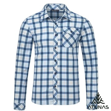 【ATUNAS 歐都納】男款THERMOTECH長袖格紋衫A1SH2501M藍格