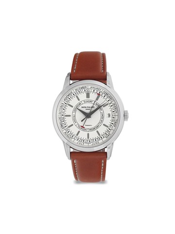 Patek Philippe - pre-owned Calatrava 40mm - men - stainless steel/Leather - One Size - Neutrals