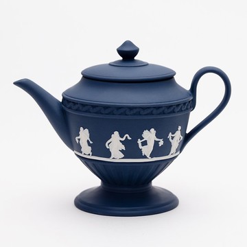 英國製wedgwood 波特藍碧玉浮雕陶瓷跳舞女神收藏壼 咖啡壼 瓷壼