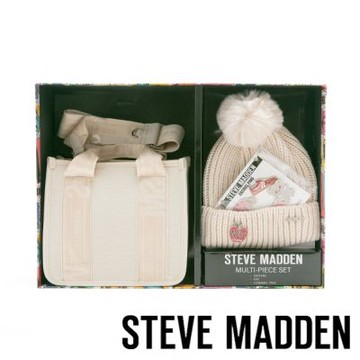 STEVE MADDEN-LOGO寬帶兩用包/潮流徽章毛帽禮盒-米色