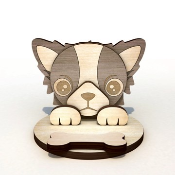 客製化❤️【DOGIS】長毛吉娃娃木製手機座 | 名片座 | memo夾 | 交換禮物 | 附包裝 | 快速出貨