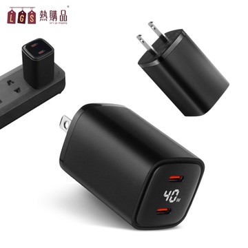 LGS 動態顯示『快充頭』40w大功率 雙TypeC 多設備兼容 安全保護 充電器 充電頭 快充頭 豆腐頭 充電