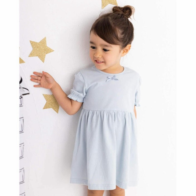 べべオンラインストア リボン ギャザー ワンピース 80 110cm キッズ ブルー 80cm Bebe Online Store 通販 Lineポイント最大1 0 Get Lineショッピング