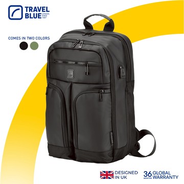 【Travel Blue 藍旅】Alpha專業背包-黑/綠(後背包/筆電包/防水電腦包/雙肩包/大容量背包)TB3038