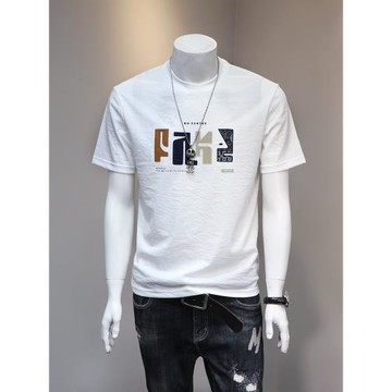 天絲棉麻短袖t恤男2025夏季新款圓領透氣薄款潮牌高端休閑男裝潮