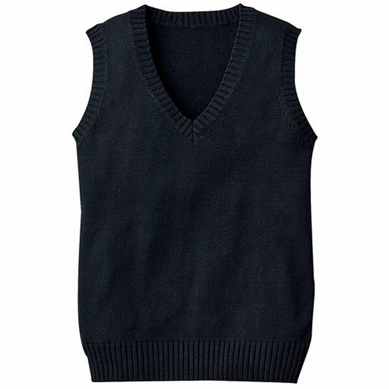 年間使いやすい綿100 ベスト Vネックニット 洗濯機ok スクール 制服 ブラック L 通販 Lineポイント最大get Lineショッピング