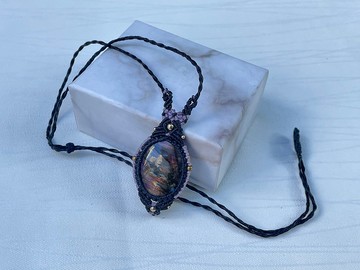 *220727 Macrame 拉長石 編織 頸鍊