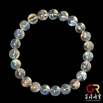 【正佳珠寶】馬島月光 超頂級冰彩虹藍 7.8-8.3mm 馬島月光石手珠｜日本彈力繩