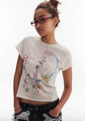 沙灘美夢音符彩紗短袖T恤