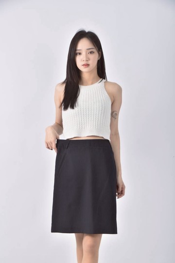 (M) mastina雪紡直條紋藍色短裙