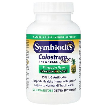 Symbiotics, Colostrum Plus，咀嚼片，鳳梨味，120 片