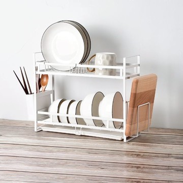 Homely Zakka 日式簡約鐵藝多功能雙層瀝水架/碗盤收納架