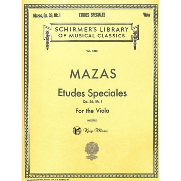【凱翊︱Schirmer】馬沙士 中提琴特殊練習曲Op.36第1冊MAZAS Bk.1 Viola 國中組指定曲