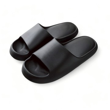 【iFoot】超厚底軟軟麵包拖鞋-黑 IF8103