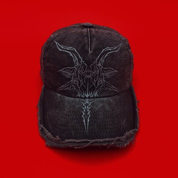 MrR山羊頭惡魔巴風特賽博符印主義圖騰水洗破壞五片帽老帽棒球帽