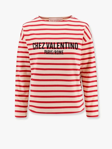 Striped cotton t-shirt with chez valentino print - VALENTINO - gender_Woman