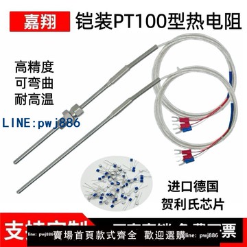 【可開發票】鎧裝熱電阻PT100進口測溫芯WZPK-191可彎曲耐腐蝕鉑熱電偶PT1000