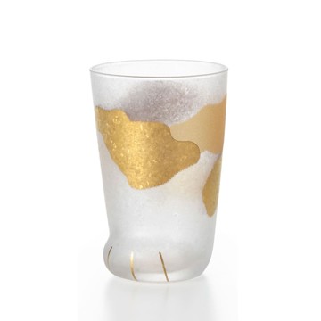 ADERIA 日製工藝 300ml 貓咪玻璃杯｜金箔三花｜單品