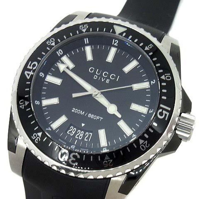 グッチ GUCCI ダイヴ DIVE 136.2 YA136204 クォーツ 腕時計 ラバーバンド ブラック 黒 電池交換済 メンズ |  LINEショッピング